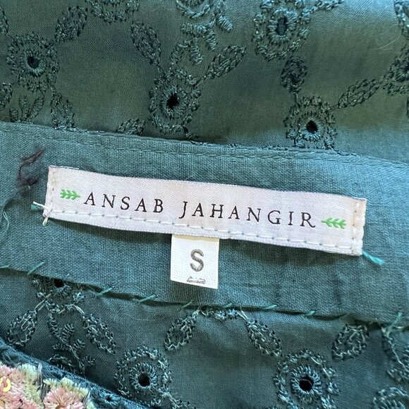 Ansab Jahangir OCEAN DEPTH Kalidaar Embroidered Prairie Boho Schiffli Cotton - Picture 5 of 8